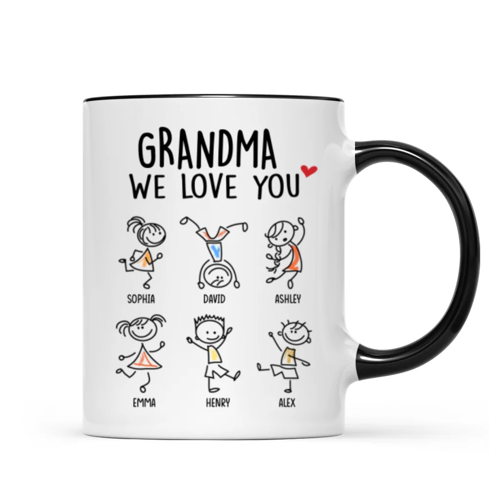 Drawing Kids We Love You Gift For Dad Mom Grandma Grandpa Personalized Mug - Image 7