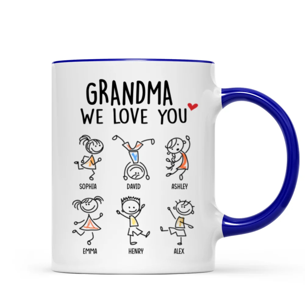 Drawing Kids We Love You Gift For Dad Mom Grandma Grandpa Personalized Mug - Image 8