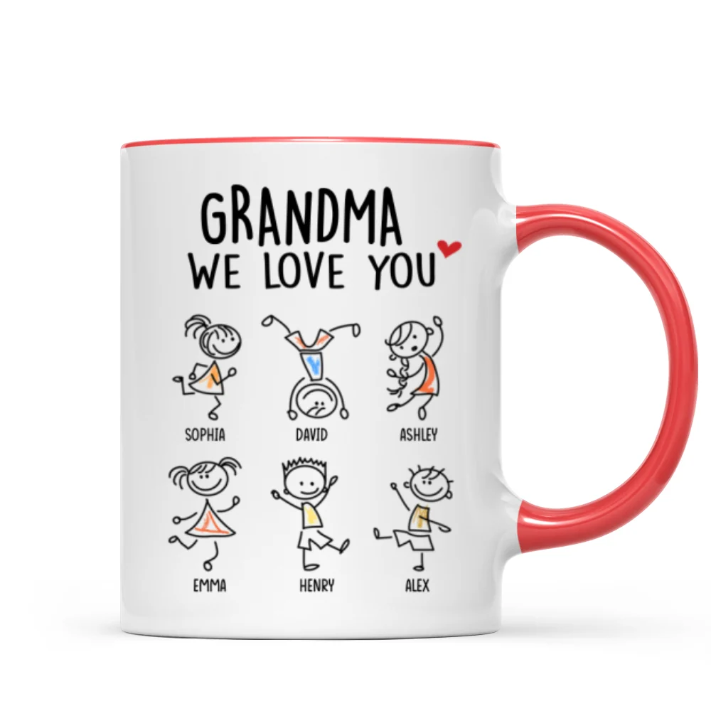 Drawing Kids We Love You Gift For Dad Mom Grandma Grandpa Personalized Mug - Image 9