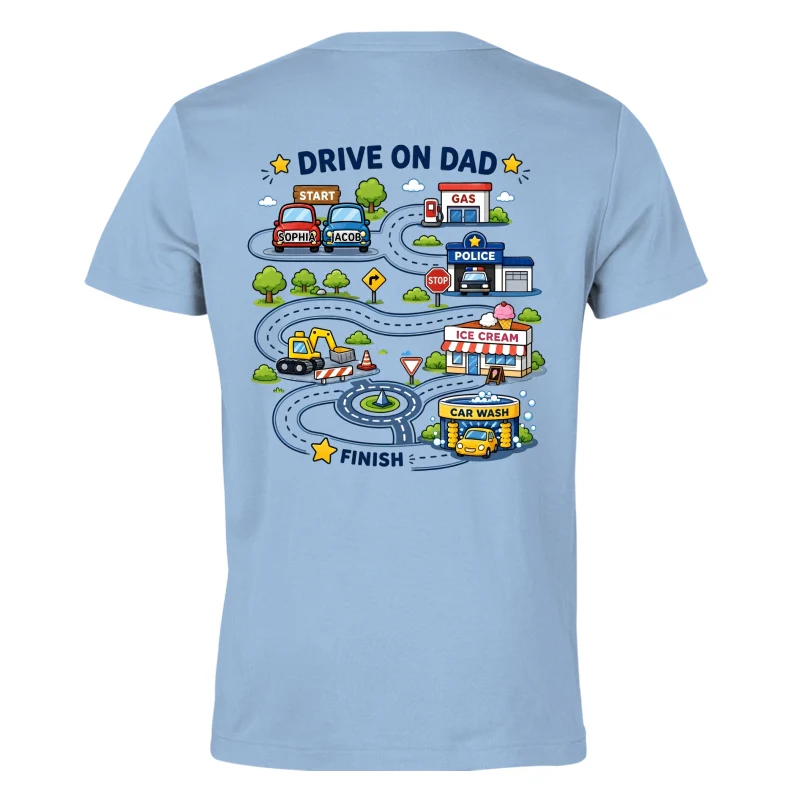 Drive On Dad Toddler Drives Toy Cars on City Road Map - Personalized Shirt - Father's Day Gift for Him - Image 10