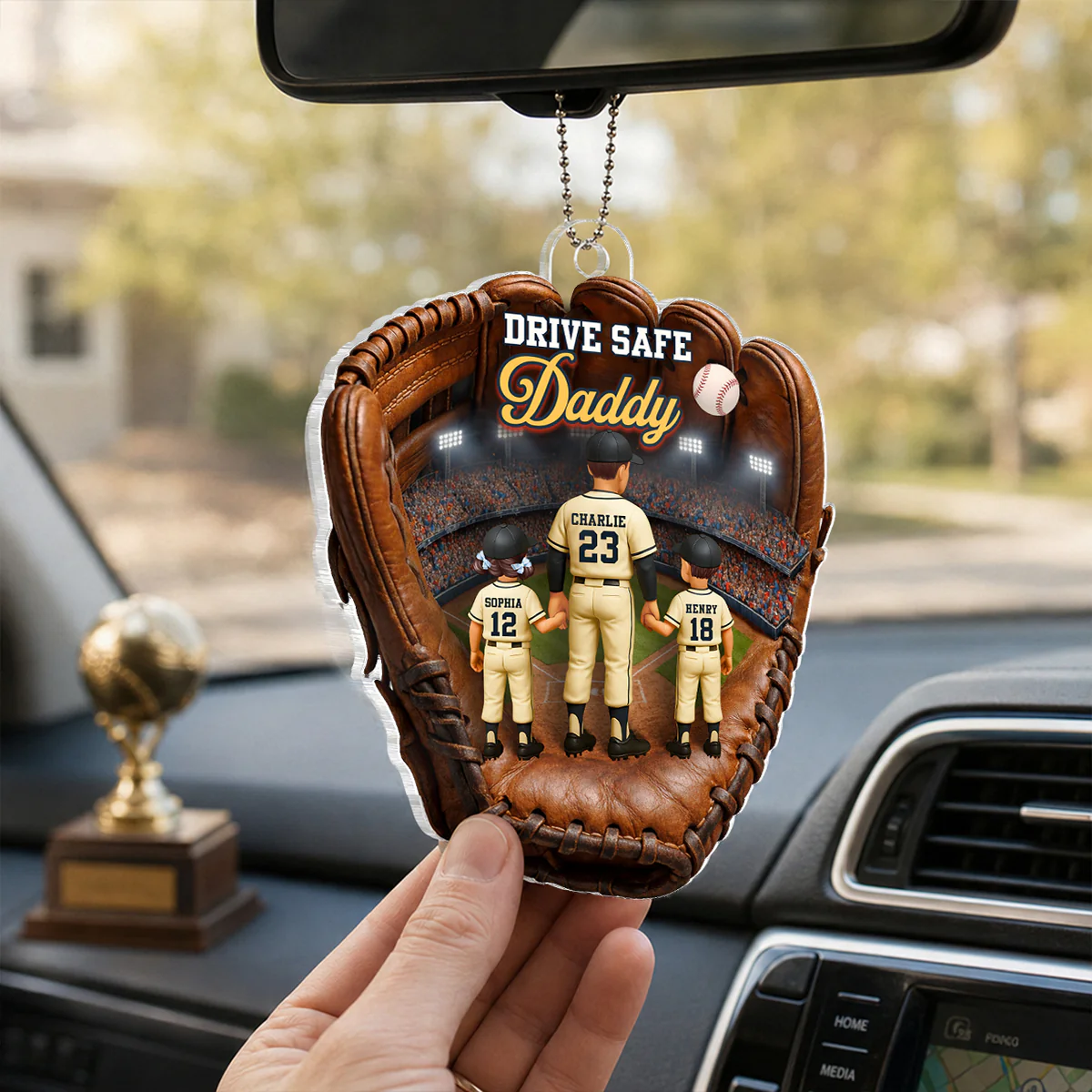 Drive Safe Daddy Baseball - Personalized Car Hanger - Father's Day Gift For Dad, Husband - Image 6
