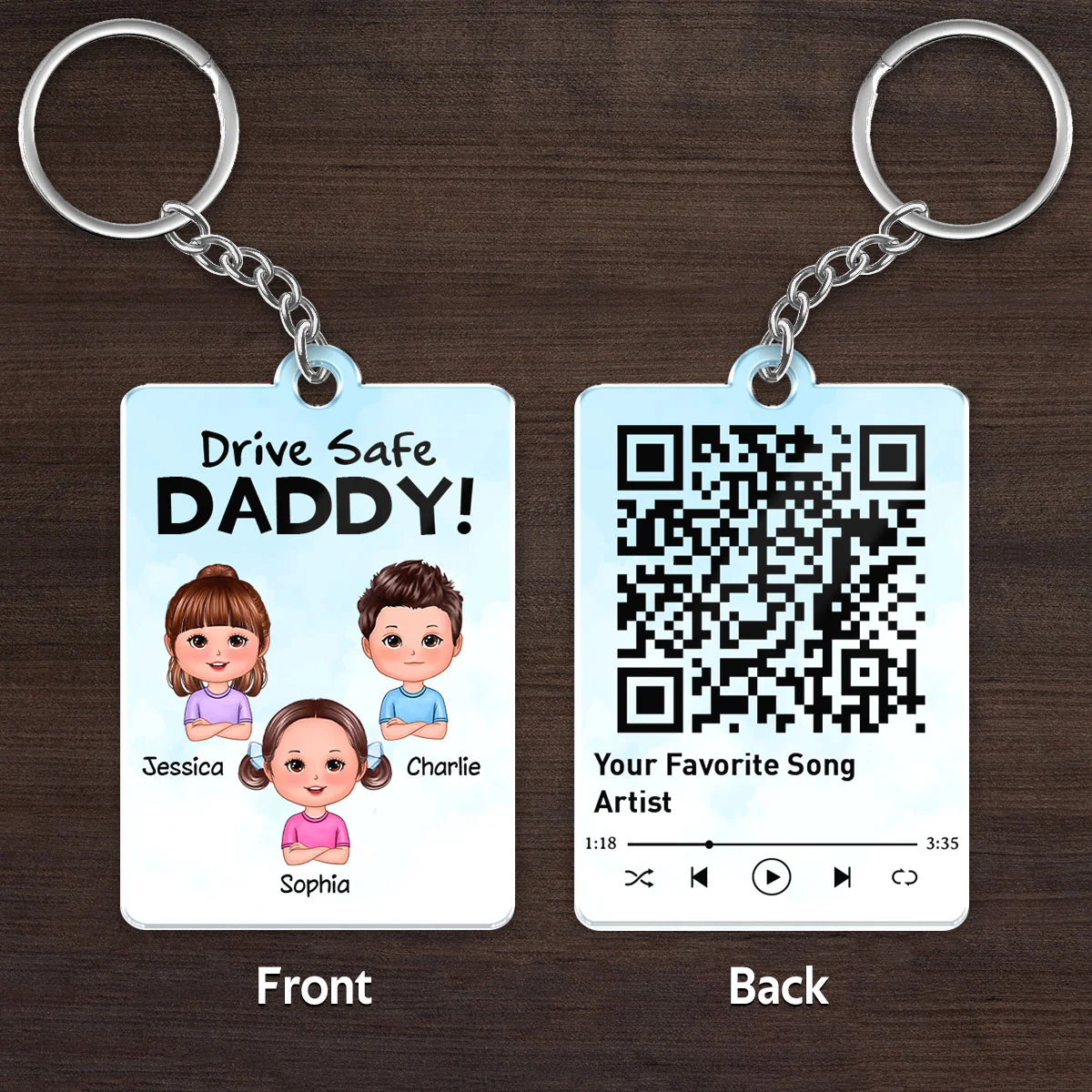 Drive Safe Daddy From Doll Kids Sons Daughters Favorite Song Scannable QR Code Personalized Acrylic Keychain - Image 4