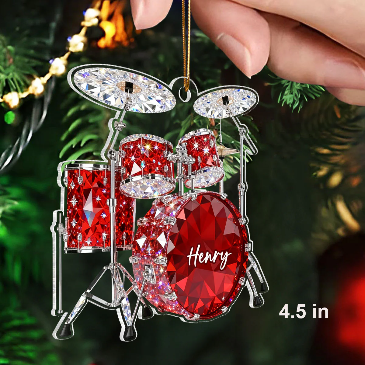 Drum Music Crystal Effect - Personalized Acrylic Ornament - Unique Christmas Gift For Drummer - Image 2