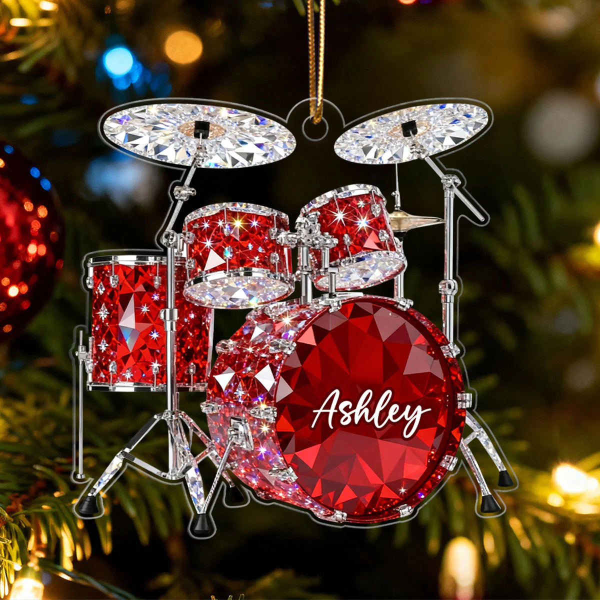 Drum Music Crystal Effect - Personalized Acrylic Ornament - Unique Christmas Gift For Drummer - Image 3