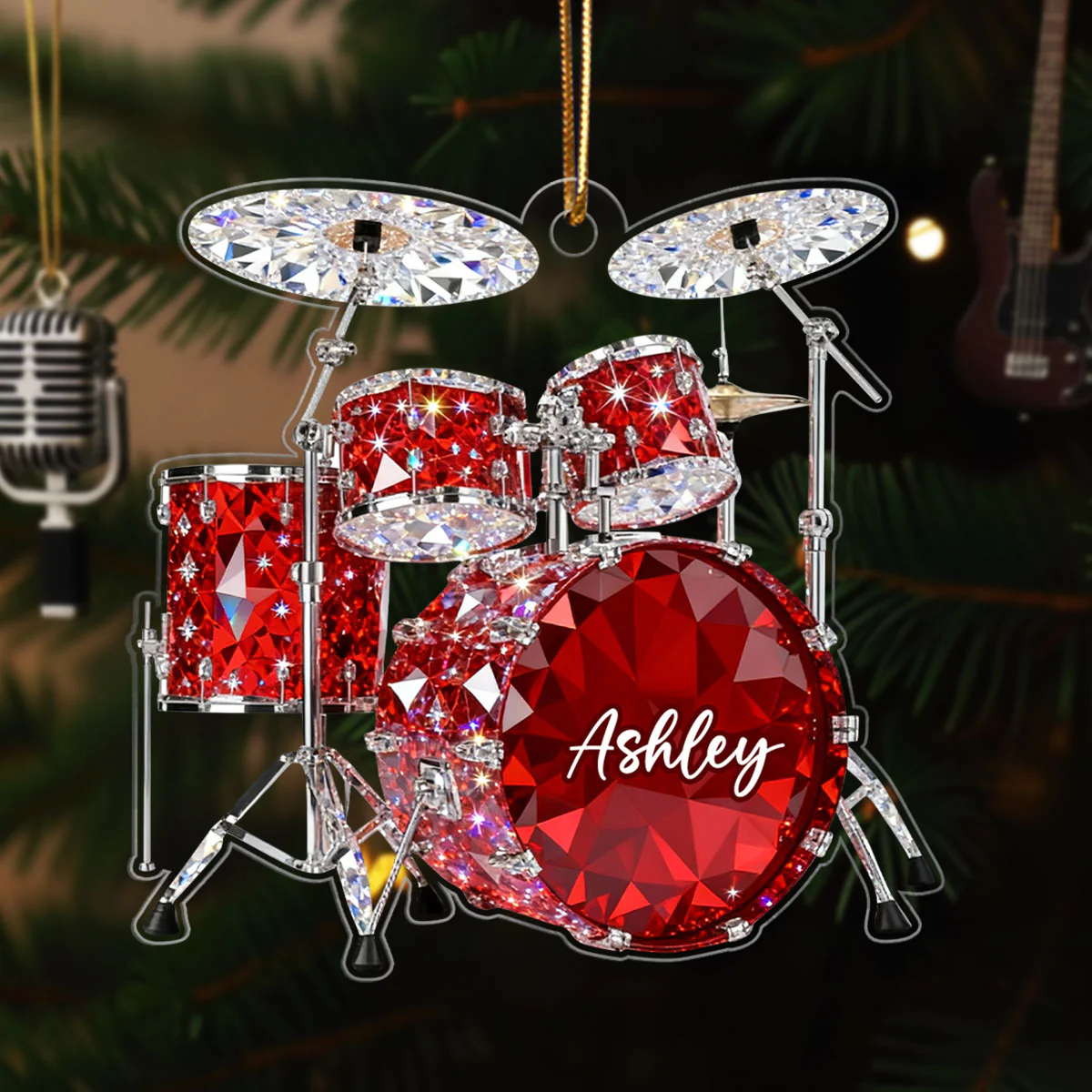 Drum Music Crystal Effect - Personalized Acrylic Ornament - Unique Christmas Gift For Drummer - Image 4