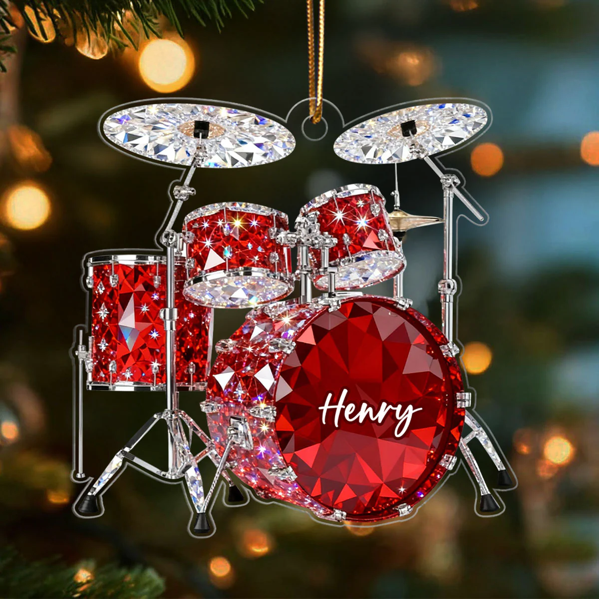 Drum Music Crystal Effect - Personalized Acrylic Ornament - Unique Christmas Gift For Drummer - Image 5