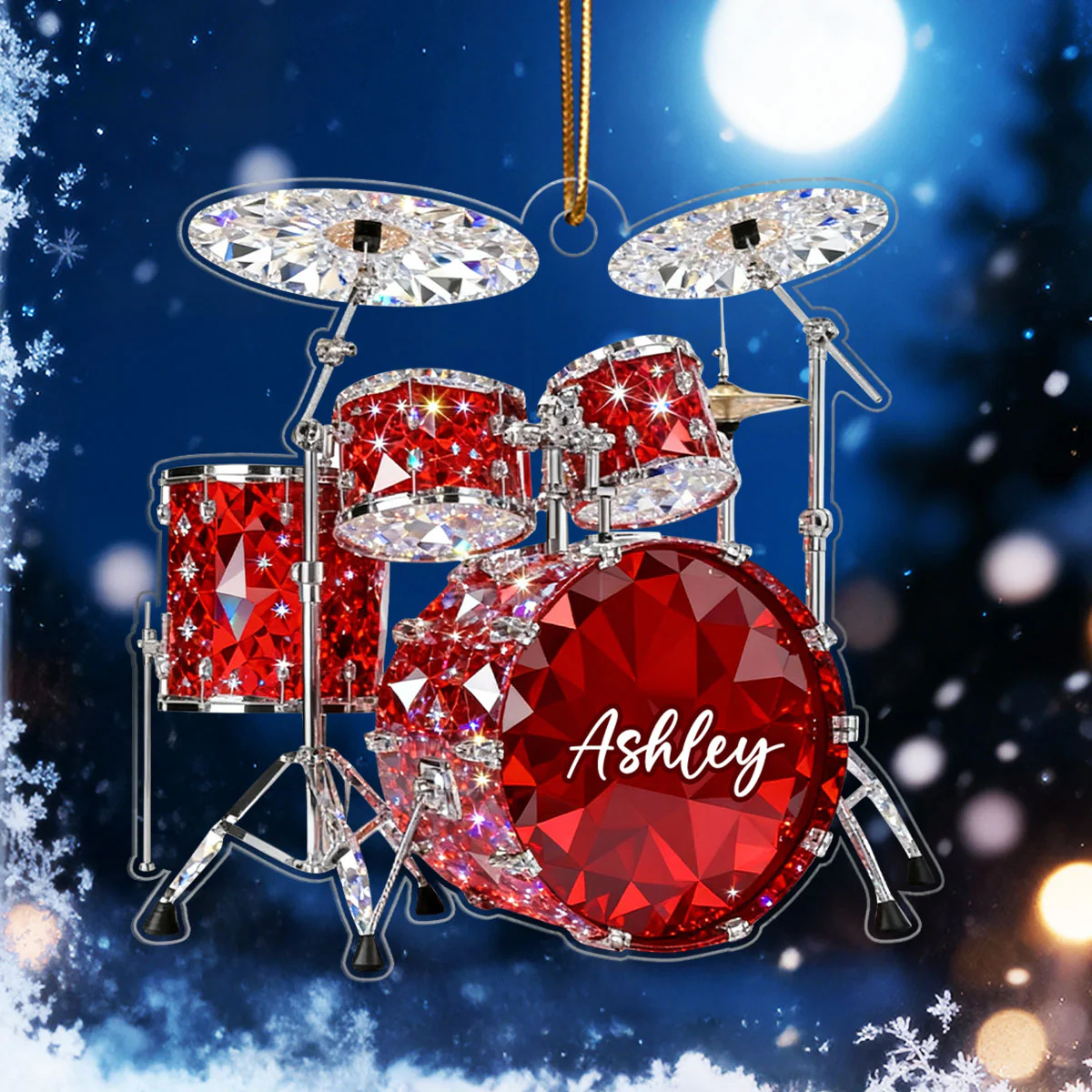 Drum Music Crystal Effect - Personalized Acrylic Ornament - Unique Christmas Gift For Drummer - Image 6