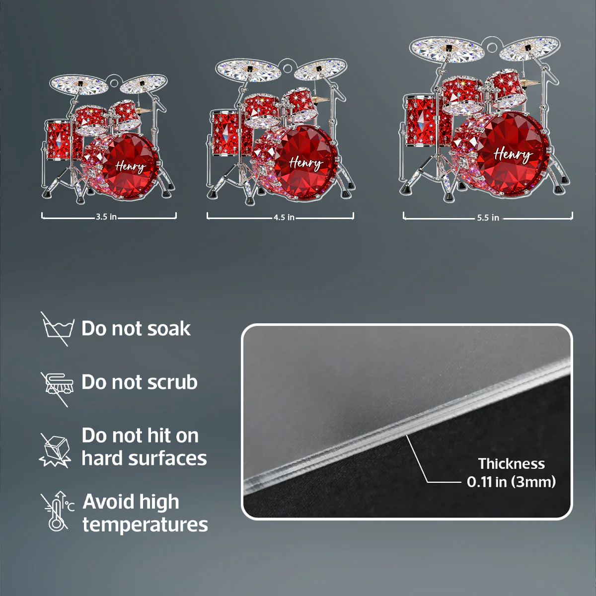 Drum Music Crystal Effect - Personalized Acrylic Ornament - Unique Christmas Gift For Drummer - Image 7