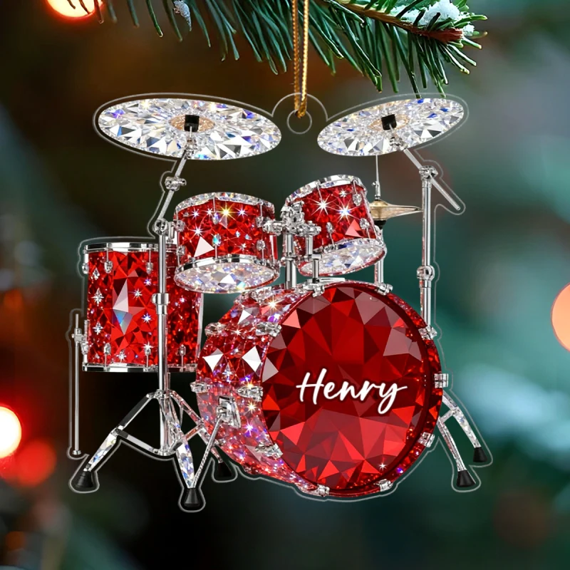 Drum Music Crystal Effect - Personalized Acrylic Ornament - Unique Christmas Gift For Drummer - Image 8