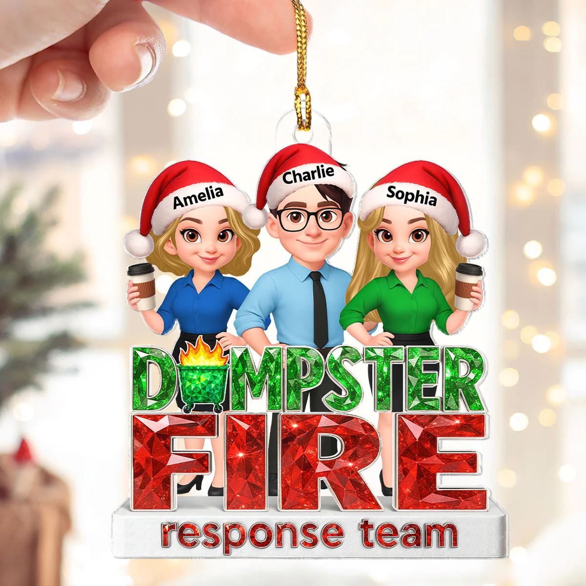 Dumpster Fire Response Team 3D Crystal Effect - Personalized Acrylic Ornament - Funny Holiday Christmas Gift for Coworkers - Image 6