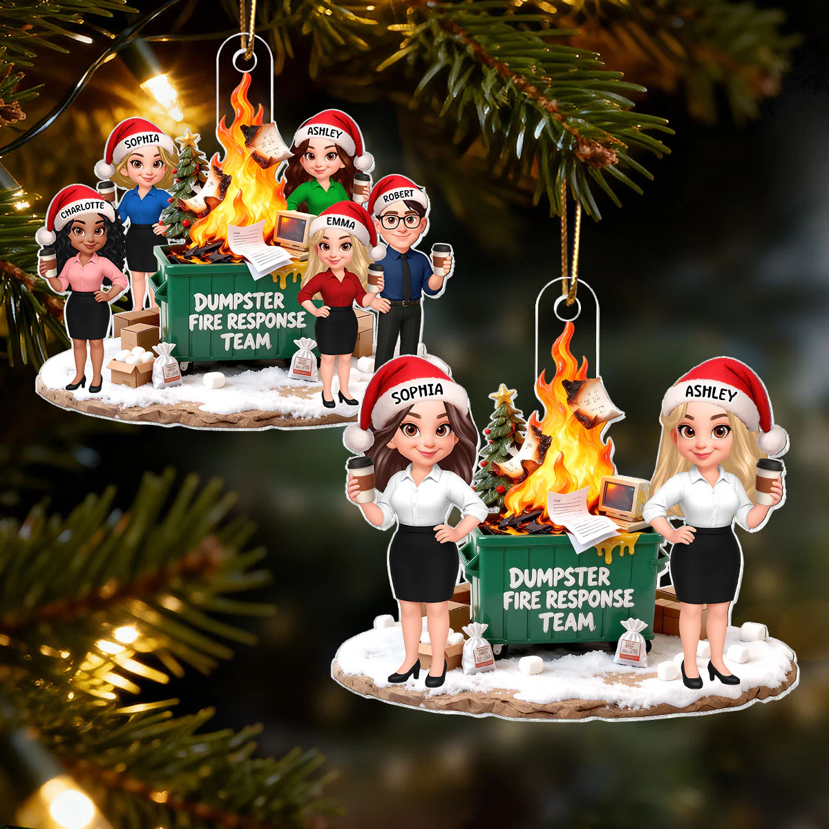Dumpster Fire Response Team - Personalized Acrylic Ornament - Funny Gift For Coworkers, Work Besties - Image 3
