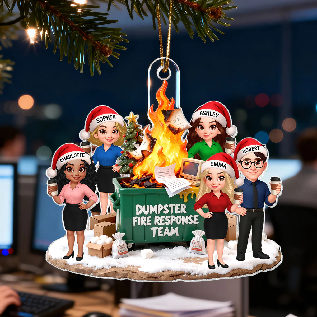 Dumpster Fire Response Team - Personalized Acrylic Ornament - Funny Gift For Coworkers, Work Besties - Image 9