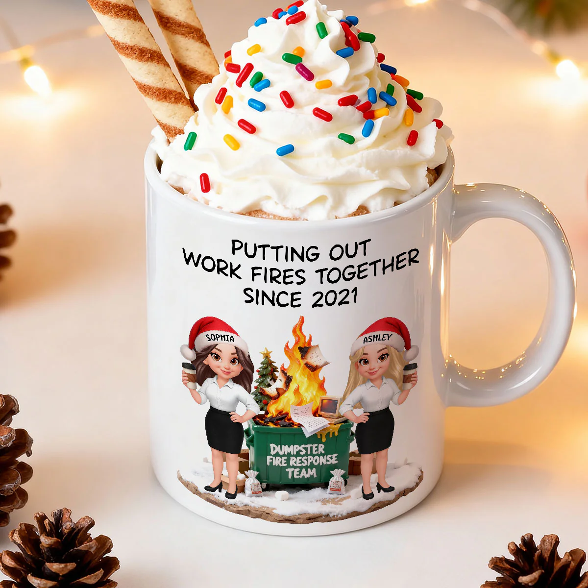 Dumpster Fire Response Team - Personalized Mug - Funny Gift For Coworkers, Work Besties - Image 5