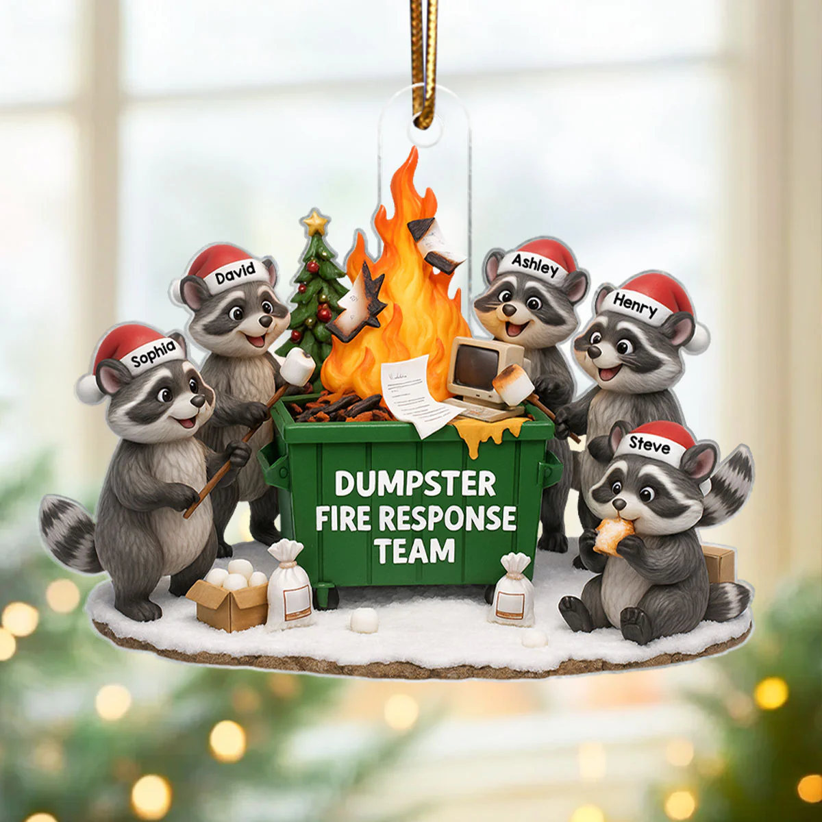 Dumpster on Fire Response Team - Personalized Acrylic Ornament - Funny Christmas Gift for Coworkers, Employees, Work Besties - Image 4