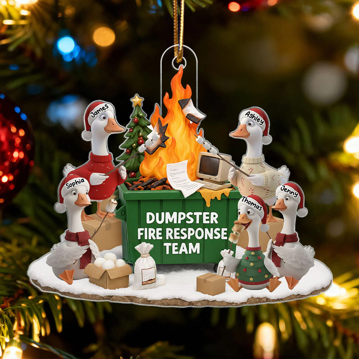Dumpster on Fire Response Team - Personalized Acrylic Ornament - Funny Christmas Gift for Coworkers, Employees, Work Besties - Image 6