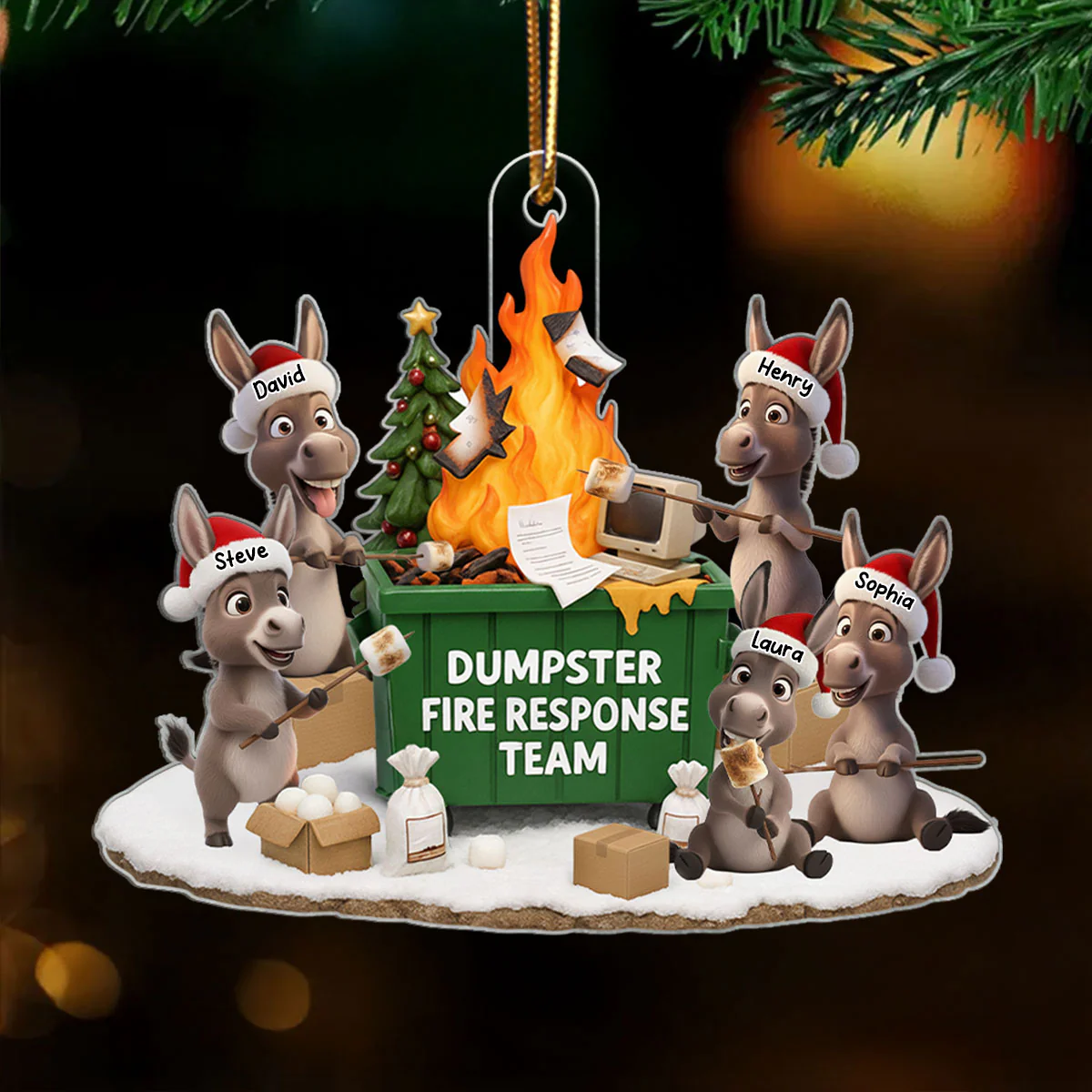 Dumpster on Fire Response Team - Personalized Acrylic Ornament - Funny Christmas Gift for Coworkers, Employees, Work Besties - Image 8