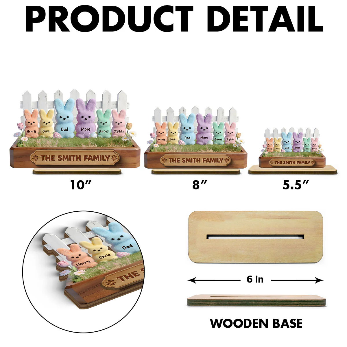 Easter Bunnies Family - Personalized 2-Layered Wooden Plaque - Gift For Family, Easter Decoration - Image 7