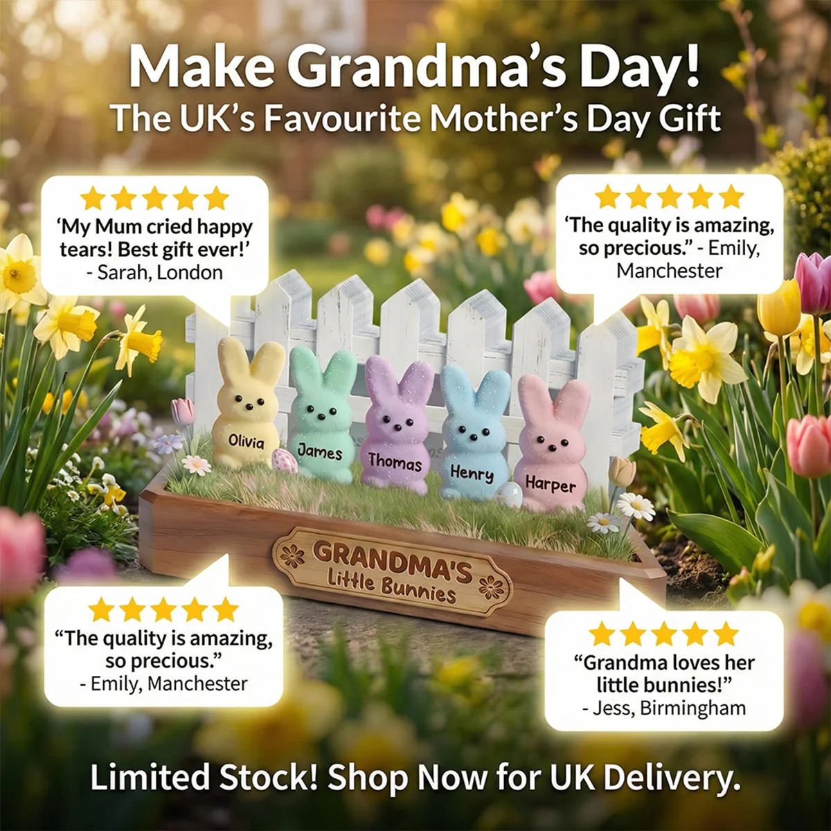 Easter Grandma Little Bunnies - Personalized Acrylic Block Plaque - Gift For Grandma, Easter Decoration - Image 11
