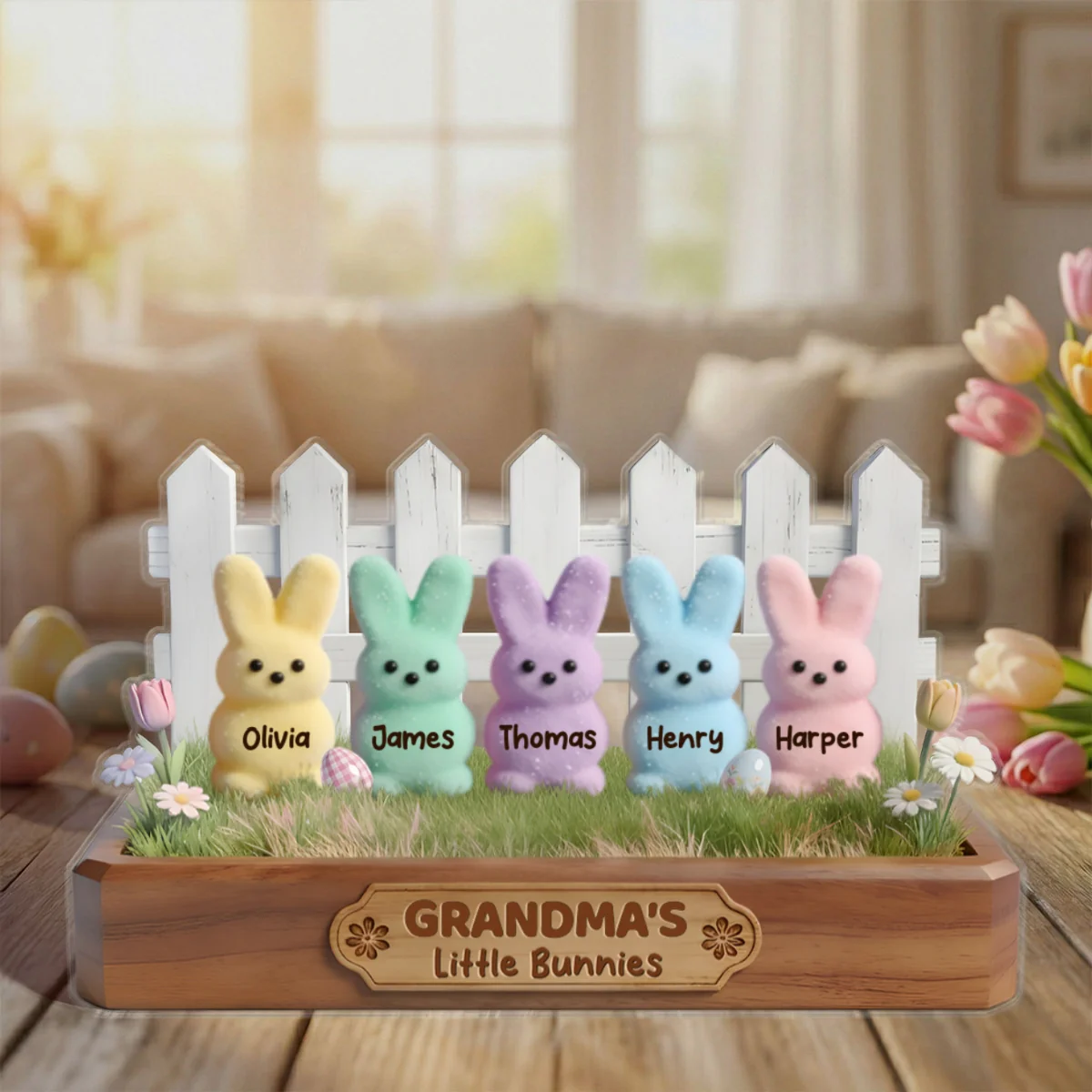 Easter Grandma Little Bunnies - Personalized Acrylic Block Plaque - Gift For Grandma, Easter Decoration - Image 12