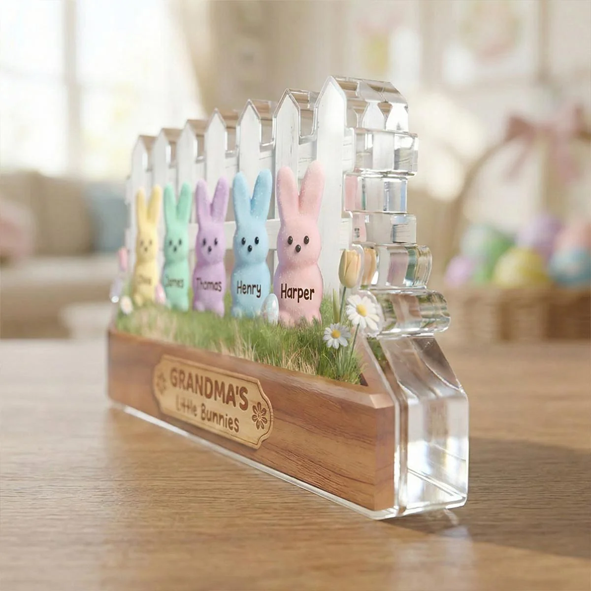 Easter Grandma Little Bunnies - Personalized Acrylic Block Plaque - Gift For Grandma, Easter Decoration - Image 2
