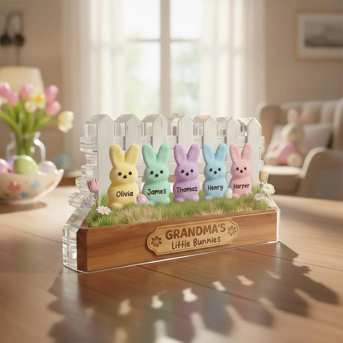 Easter Grandma Little Bunnies - Personalized Acrylic Block Plaque - Gift For Grandma, Easter Decoration - Image 7