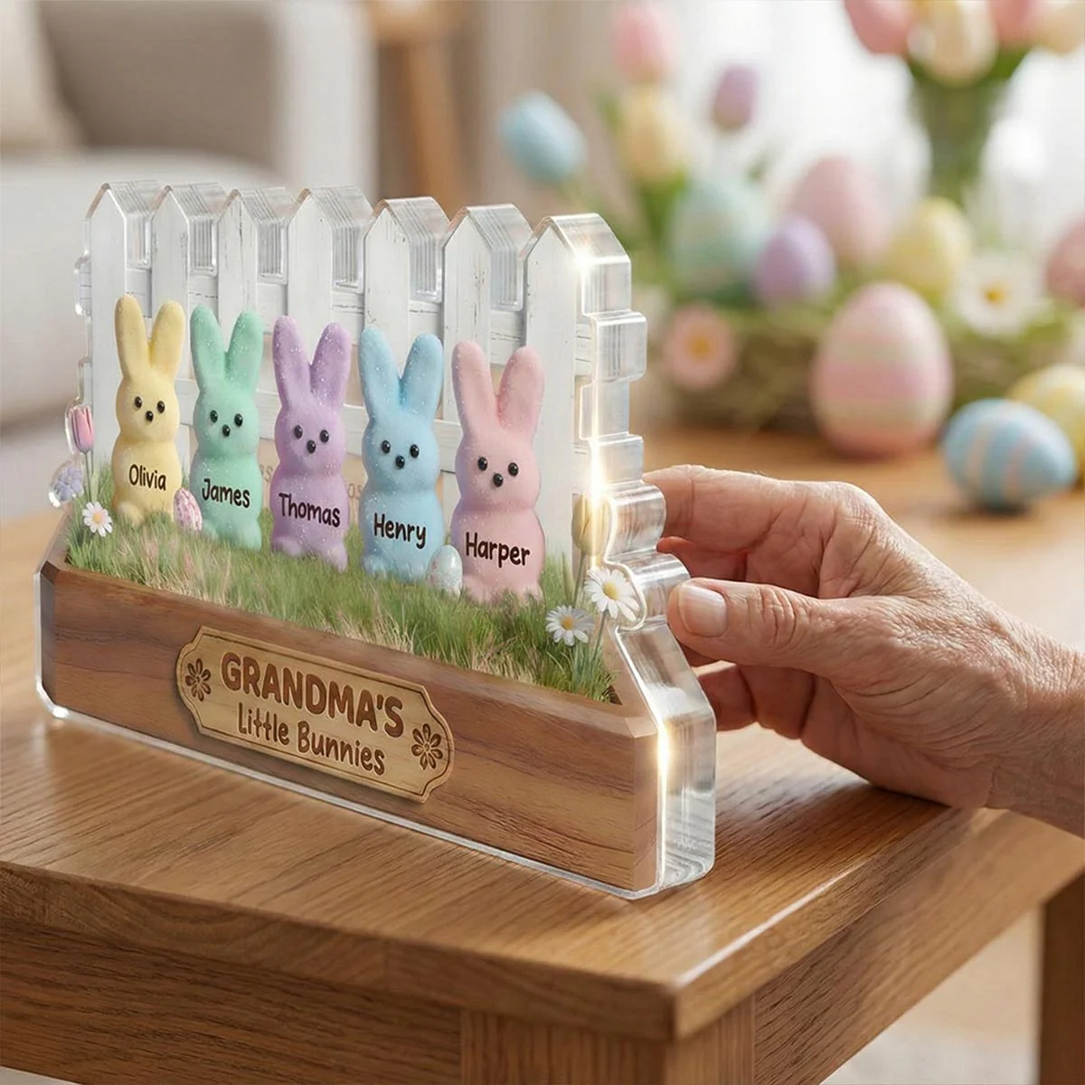 Easter Grandma Little Bunnies - Personalized Acrylic Block Plaque - Gift For Grandma, Easter Decoration - Image 8