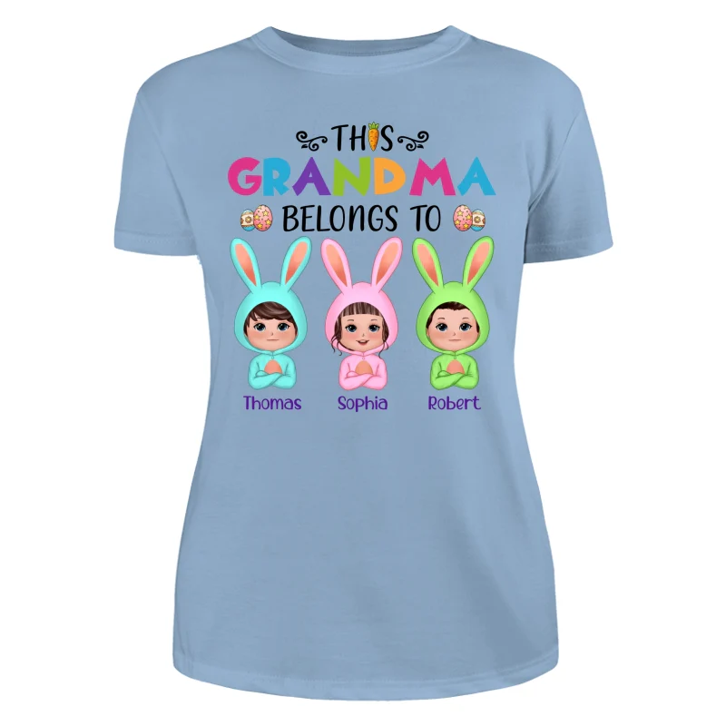 Easter This Grandma Belongs To Bunny Doll Kids Personalized Shirt - Image 12
