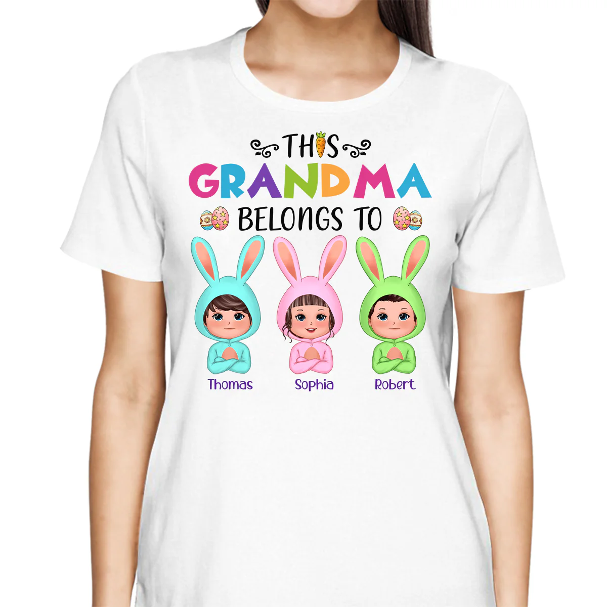 Easter This Grandma Belongs To Bunny Doll Kids Personalized Shirt - Image 2