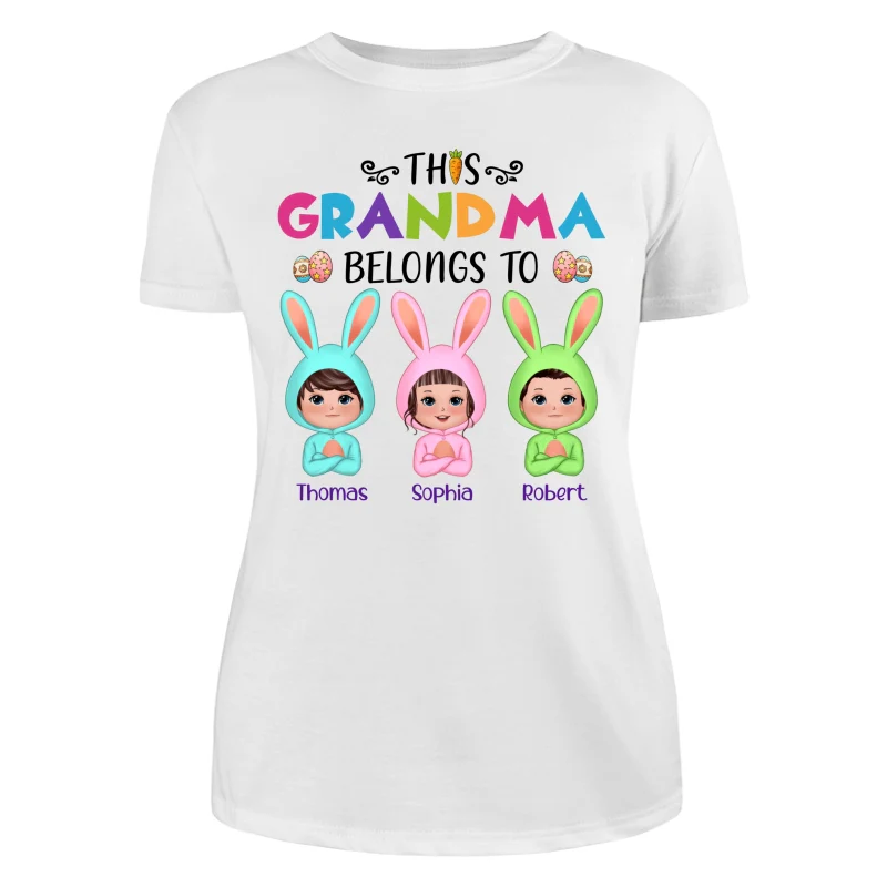 Easter This Grandma Belongs To Bunny Doll Kids Personalized Shirt - Image 9