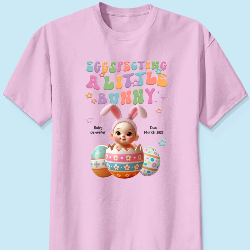 Eggspecting A Little Bunny Personalized Shirt, Easter Pregnancy Announcement, Easter Maternity Expecting Gift for Mom - Image 12