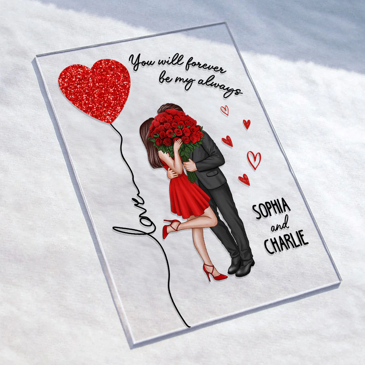 Elegant Couple Love Heart String Valentine‘s Gift Personalized Acrylic Plaque - Image 4