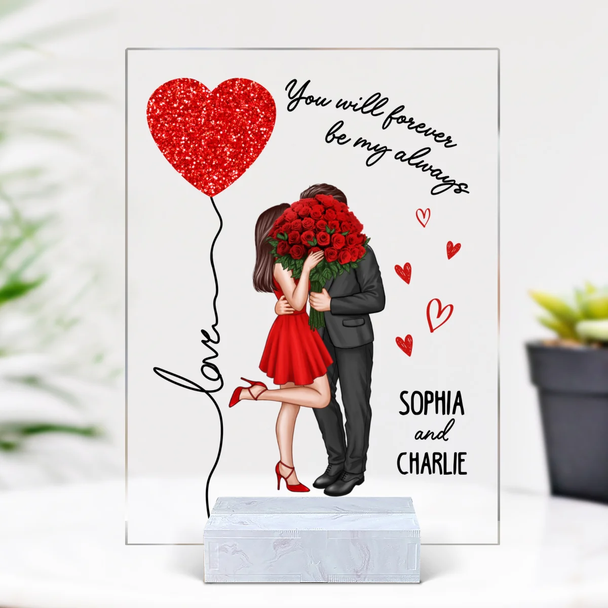 Elegant Couple Love Heart String Valentine‘s Gift Personalized Acrylic Plaque - Image 5