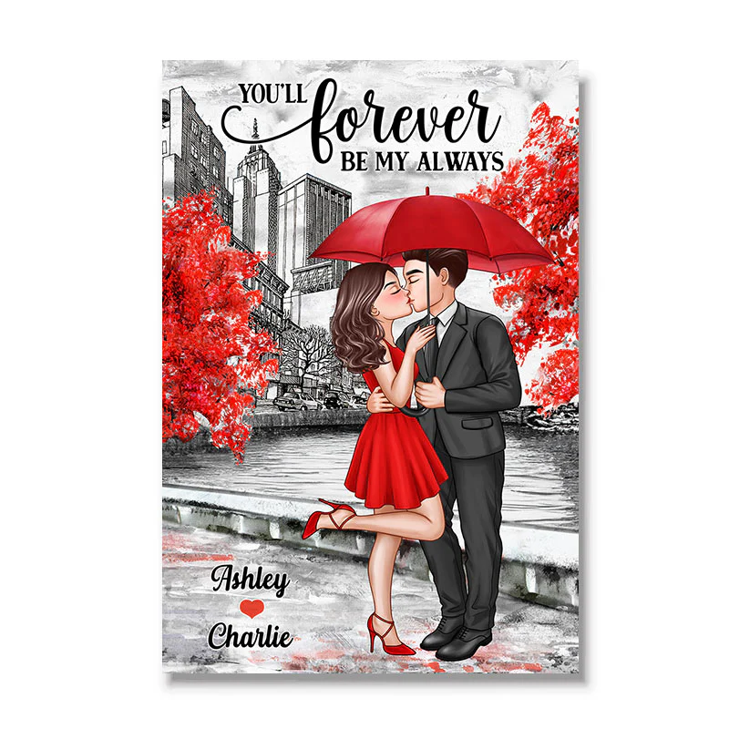 Elegant Couple On The Street Valentine‘s Day Gift Personalized Vertical Poster - Image 2