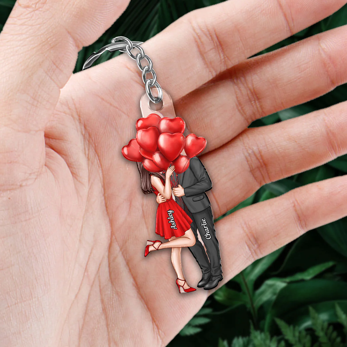 Elegant Couple Valentine‘s Day Gift Personalized Acrylic Keychain - Image 2