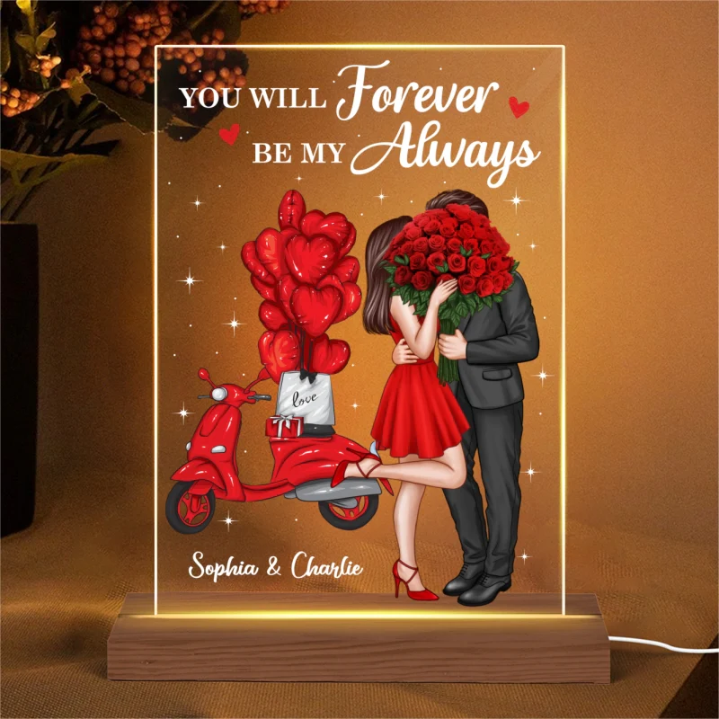 Elegant Couple Valentine‘s Gift Personalized Rectangle Acrylic Plaque LED Night Light - Image 5