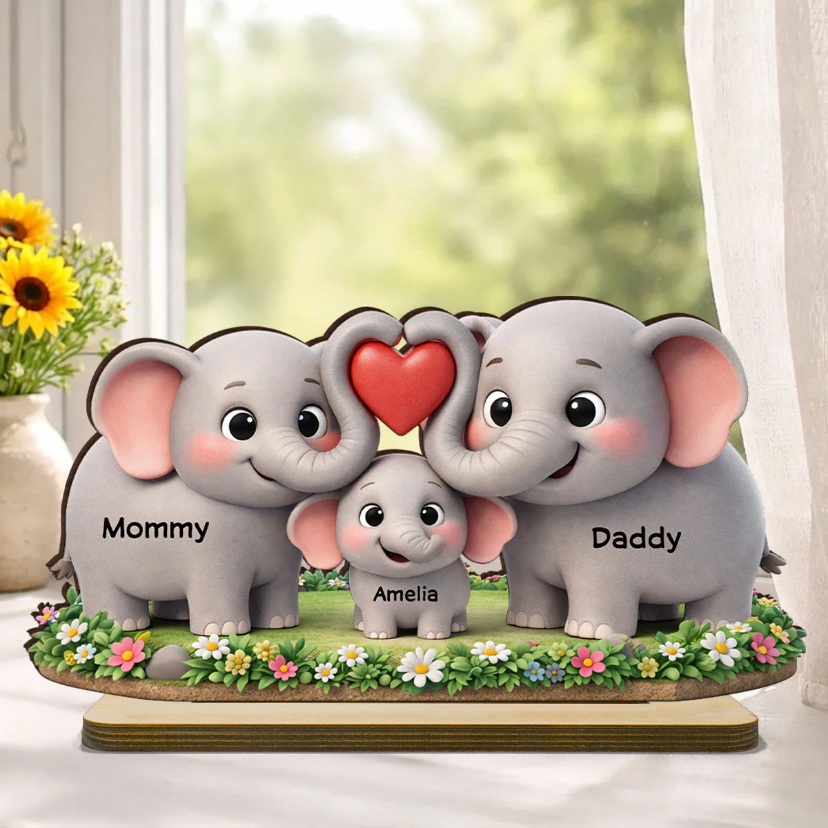 Elephant Mom Dad Family - Personalized 2-Layered Wooden Plaque - Heartfelt Mother's Day Gift for Mom - Image 5