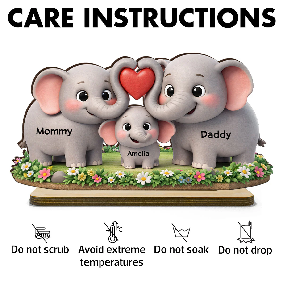 Elephant Mom Dad Family - Personalized 2-Layered Wooden Plaque - Heartfelt Mother's Day Gift for Mom - Image 7