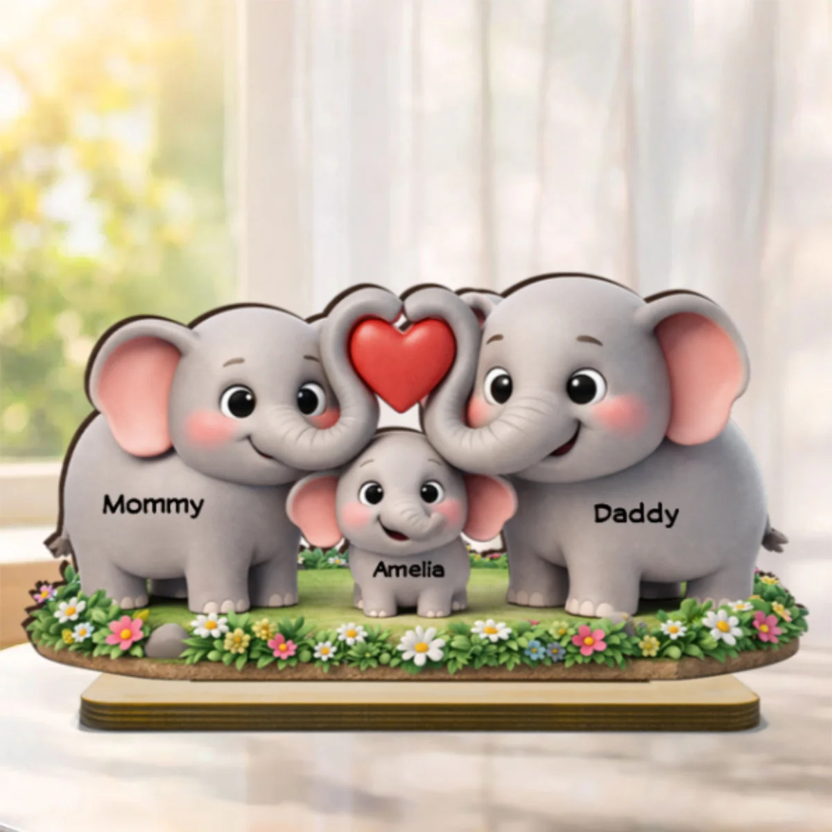 Elephant Mom Dad Family - Personalized 2-Layered Wooden Plaque - Heartfelt Mother's Day Gift for Mom - Image 8