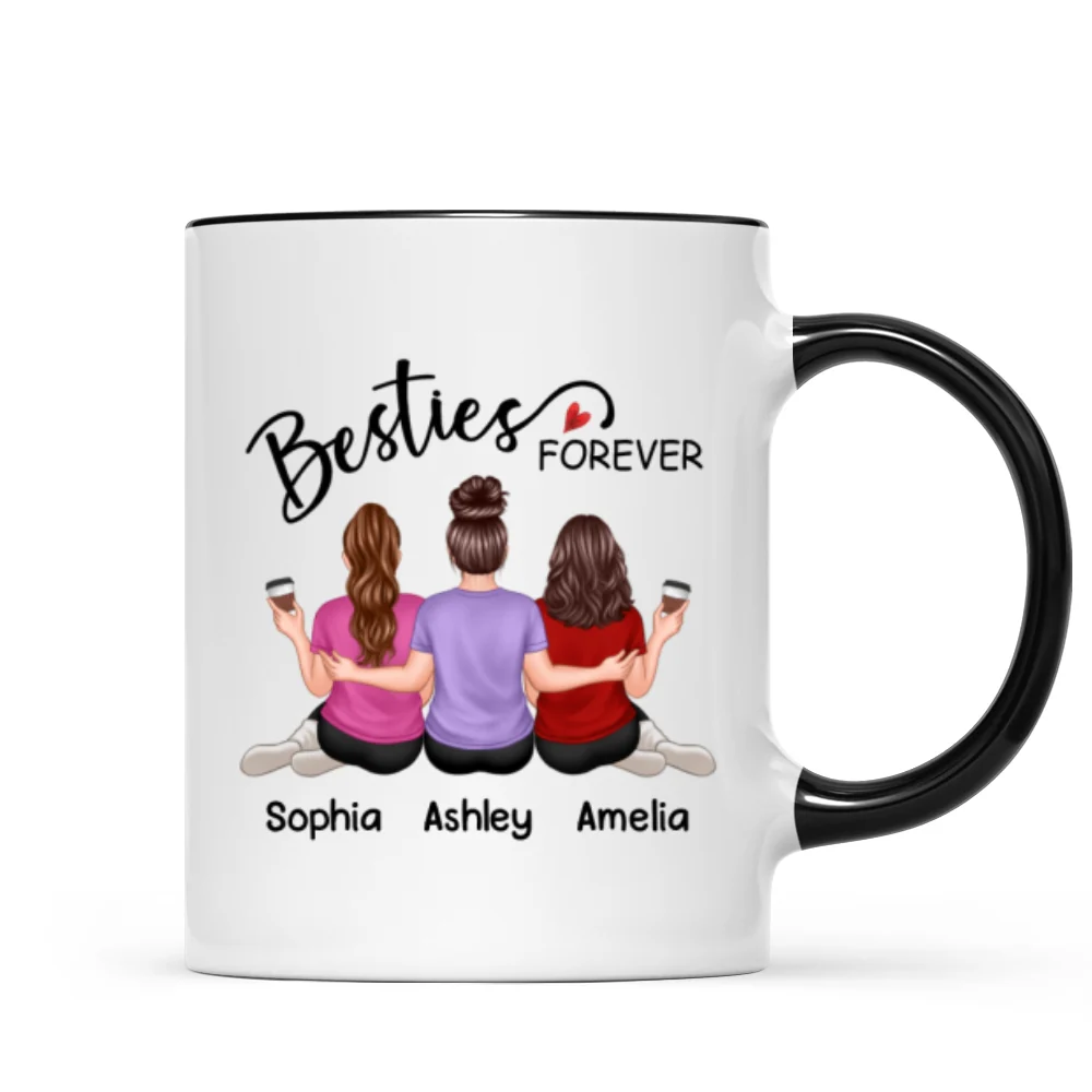 Embracing Back View Besties Sisters Forever Personalized Mug - Image 5