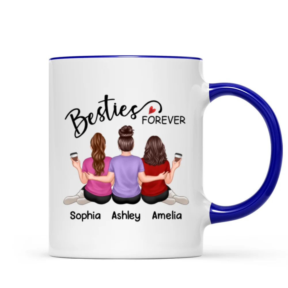 Embracing Back View Besties Sisters Forever Personalized Mug - Image 6