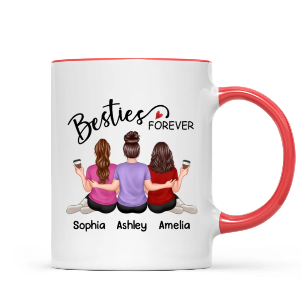 Embracing Back View Besties Sisters Forever Personalized Mug - Image 7