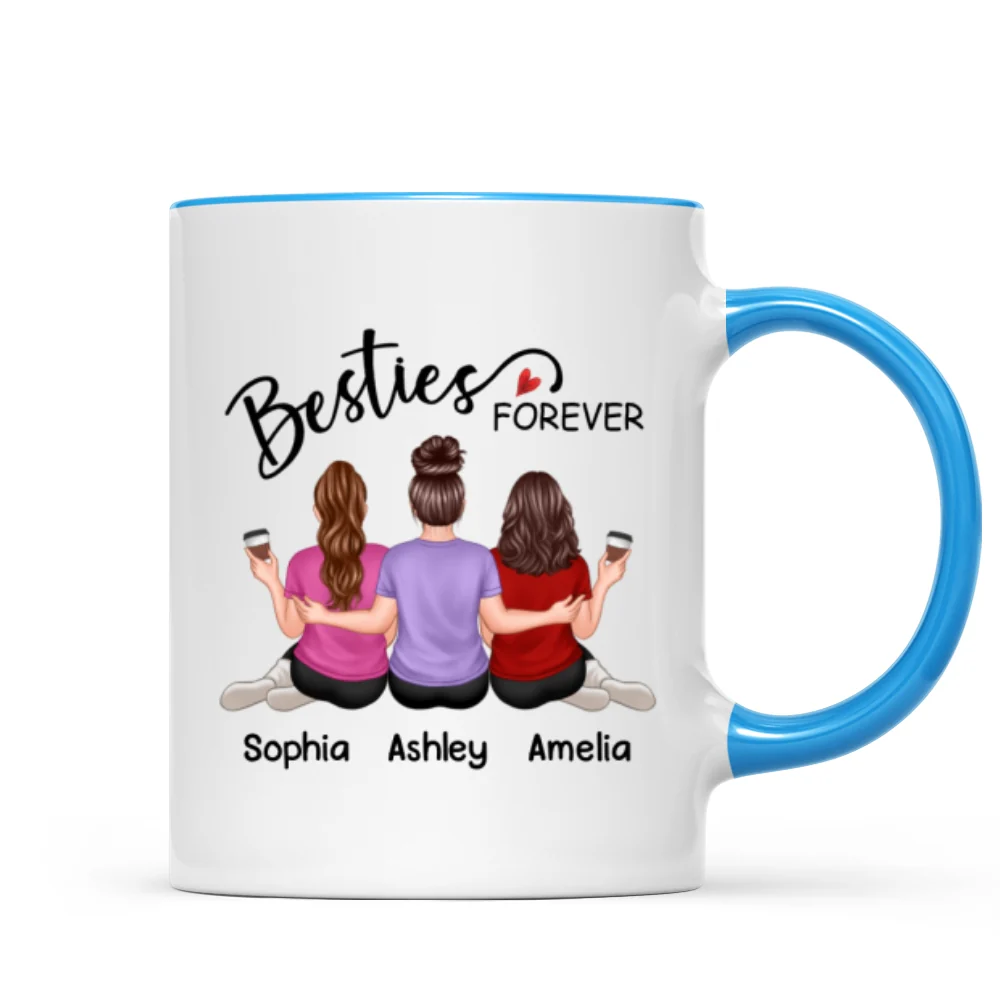 Embracing Back View Besties Sisters Forever Personalized Mug - Image 8
