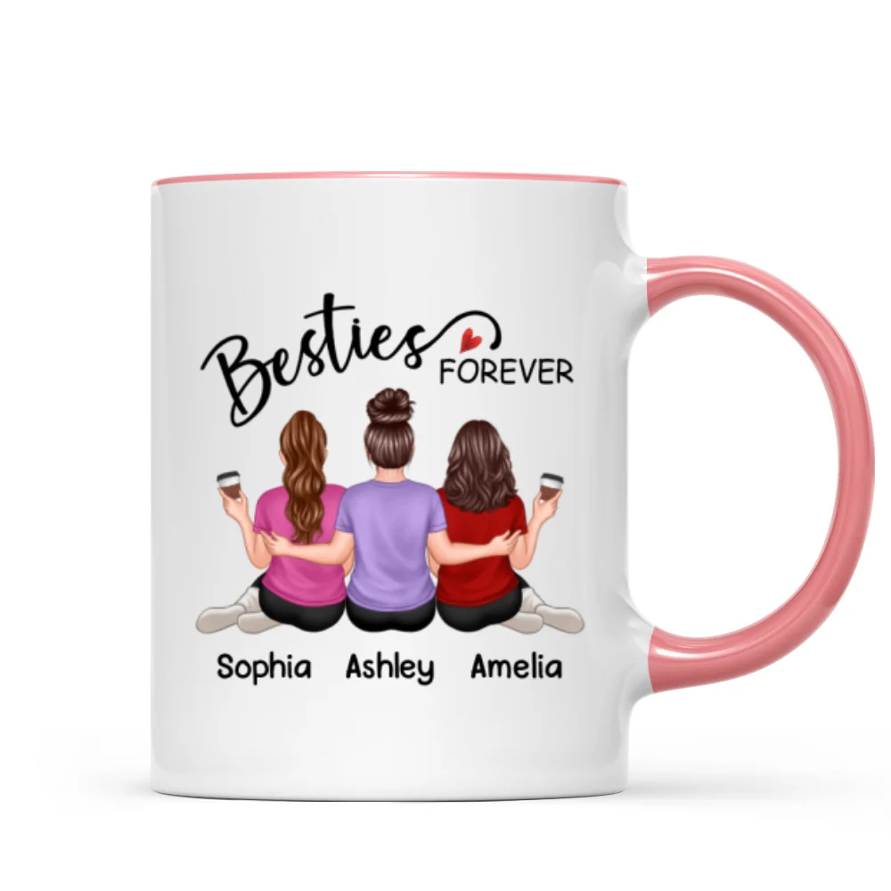 Embracing Back View Besties Sisters Forever Personalized Mug - Image 9