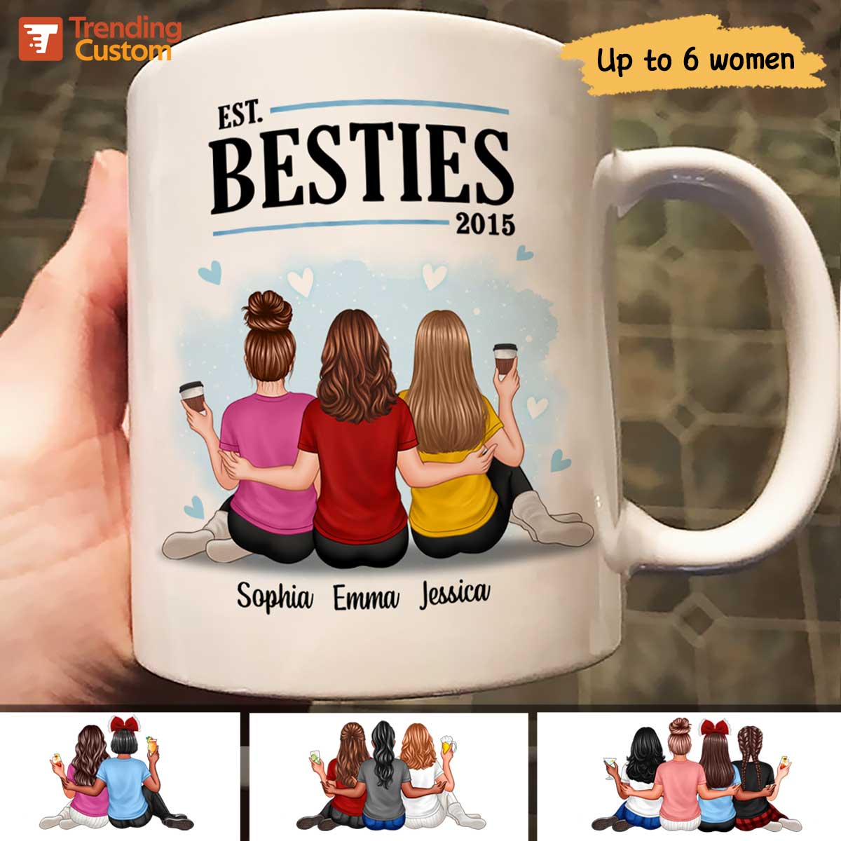 Embracing Besties Sisters Est Personalized Mug - Image 2