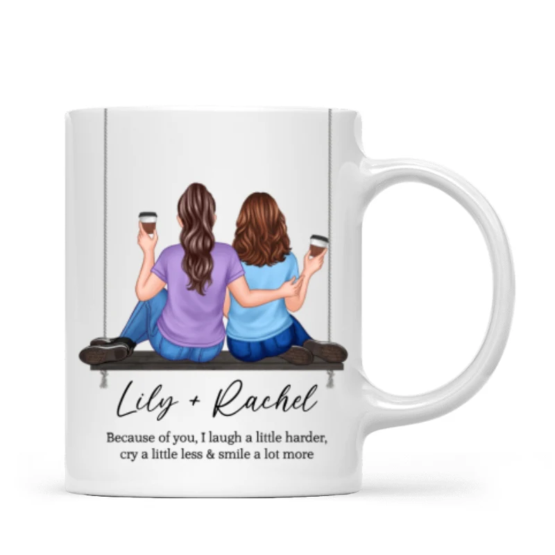Embracing Besties Sisters On Swing Personalized Mug - Image 4
