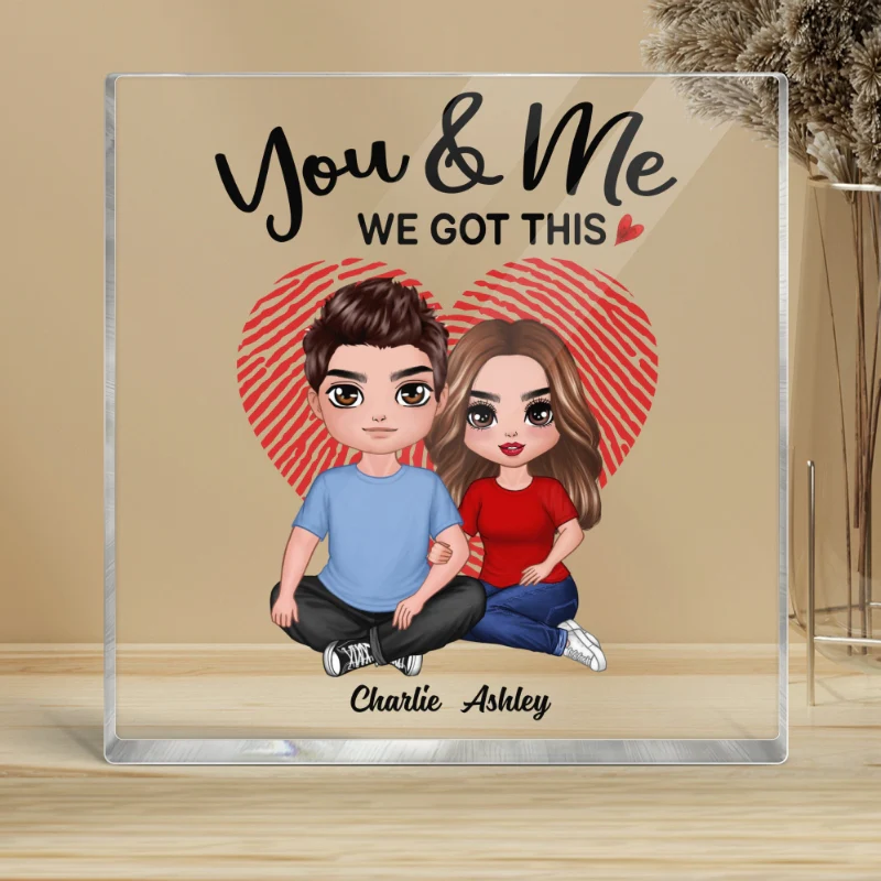 Embracing Couple Anniversary Gift Personalized Square Acrylic Block Plaque - Image 4