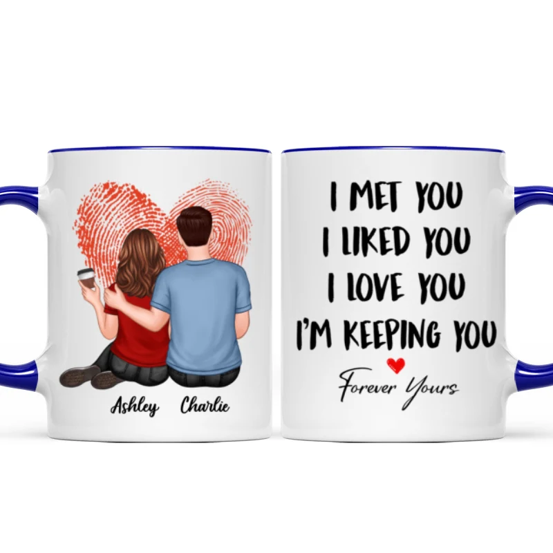 Embracing Couple Back View Finger Print Heart Personalized Mug - Image 6