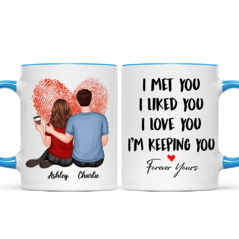 Embracing Couple Back View Finger Print Heart Personalized Mug - Image 8
