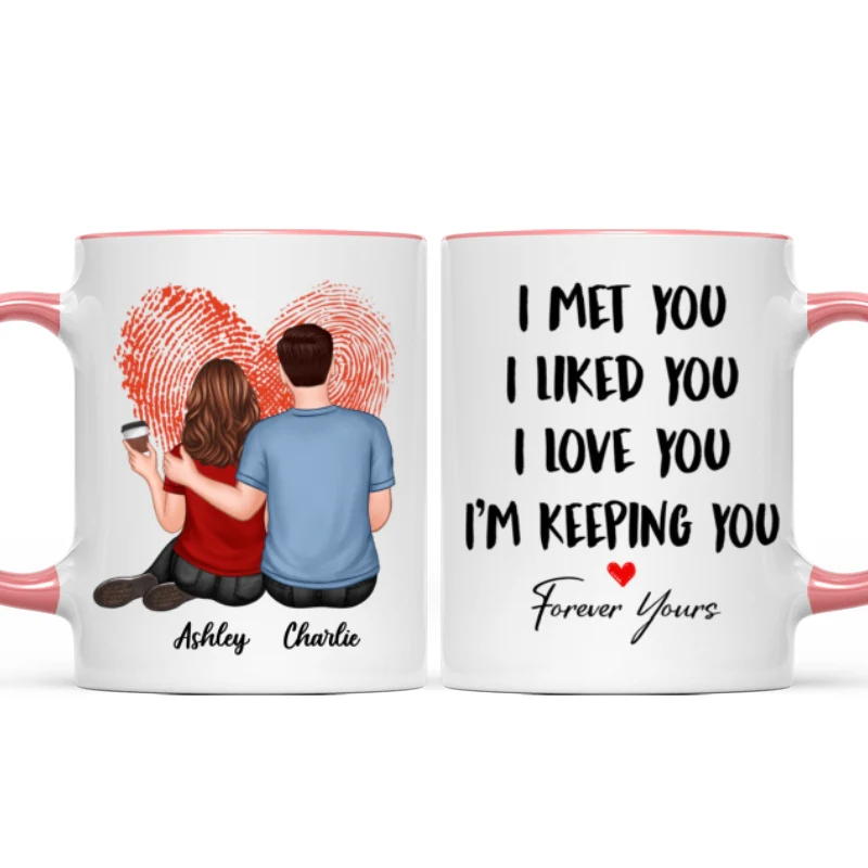 Embracing Couple Back View Finger Print Heart Personalized Mug - Image 9