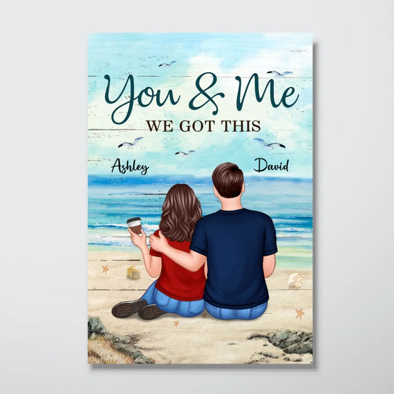 Embracing Couple Back View Personalized Vertical Poster - Image 3